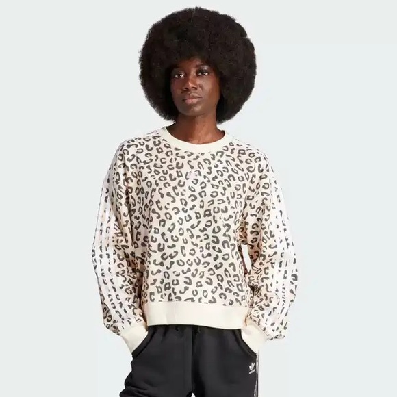 adidas Originals Tops - ADIDAS ORIGINALS LEOPARD LUXE TREFOIL CREW SWEATSHIRT